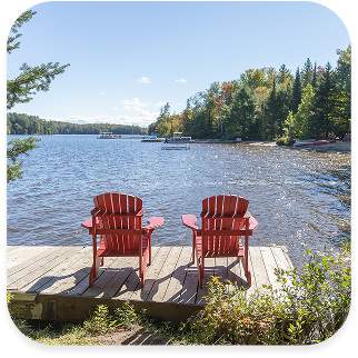 Waterfront property with chairs
